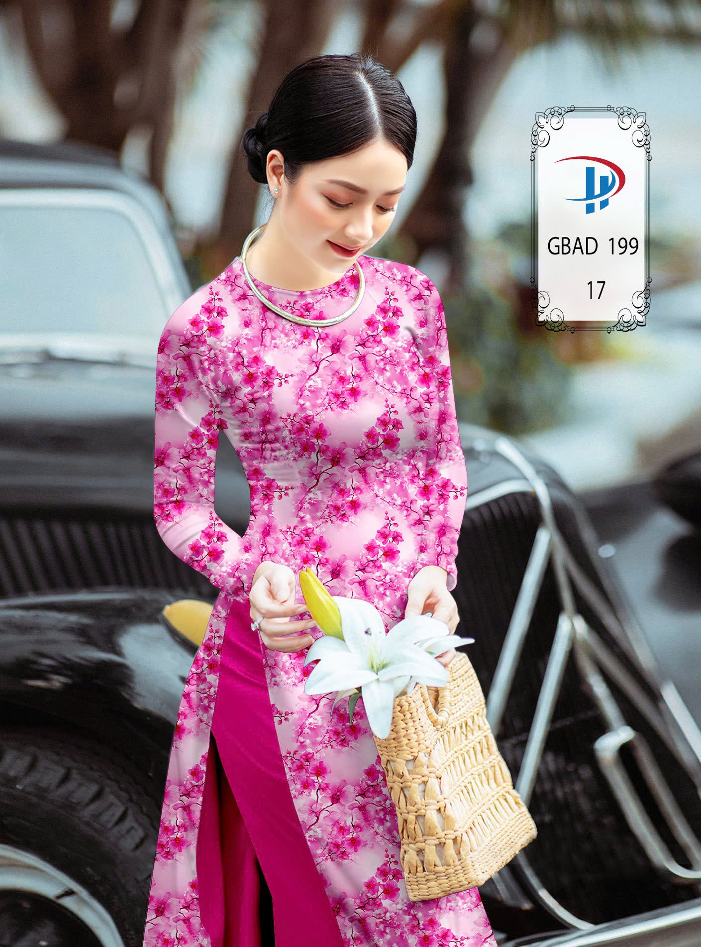 3D Floral Ao Dai - Vietnamese Traditional Ao Dai - Round Neck
