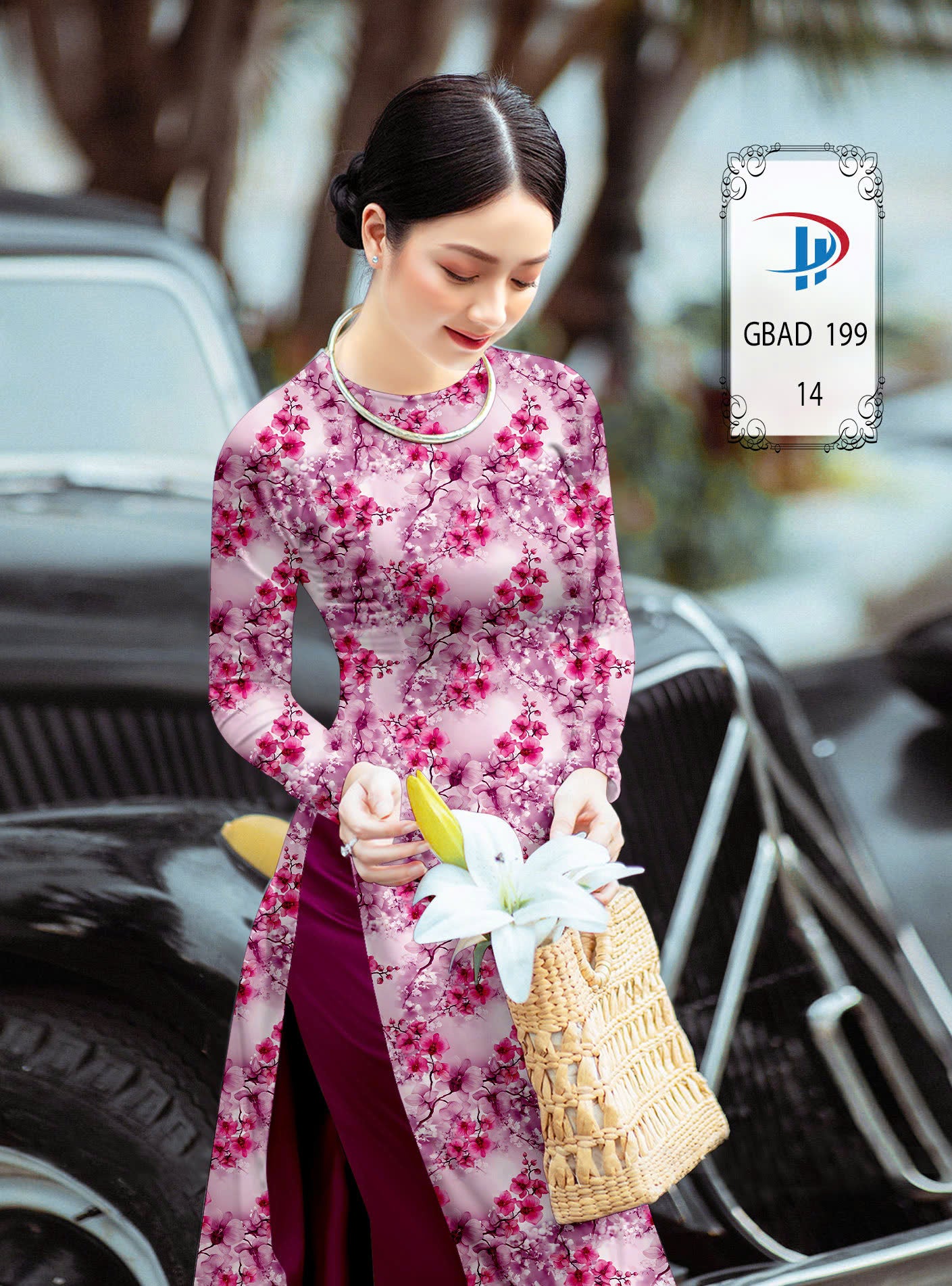 3D Floral Ao Dai - Vietnamese Traditional Ao Dai - Round Neck