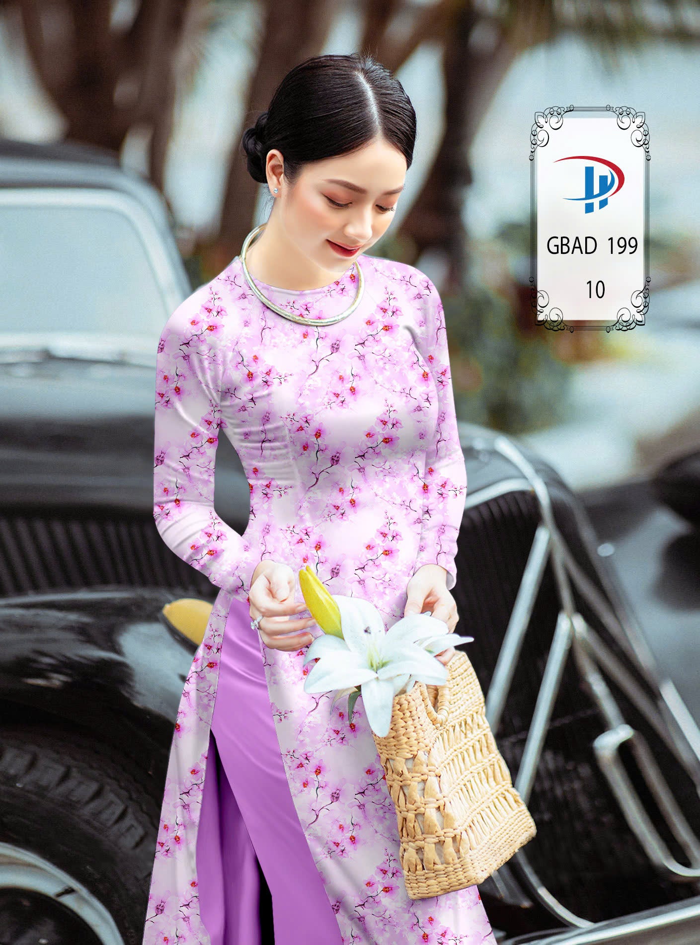 3D Floral Ao Dai - Vietnamese Traditional Ao Dai - Round Neck