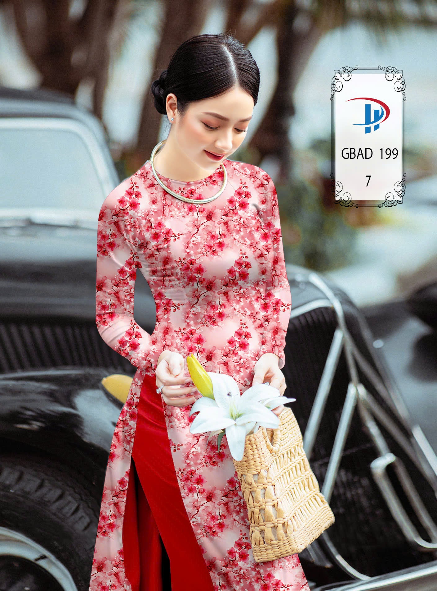 3D Floral Ao Dai - Vietnamese Traditional Ao Dai - Round Neck