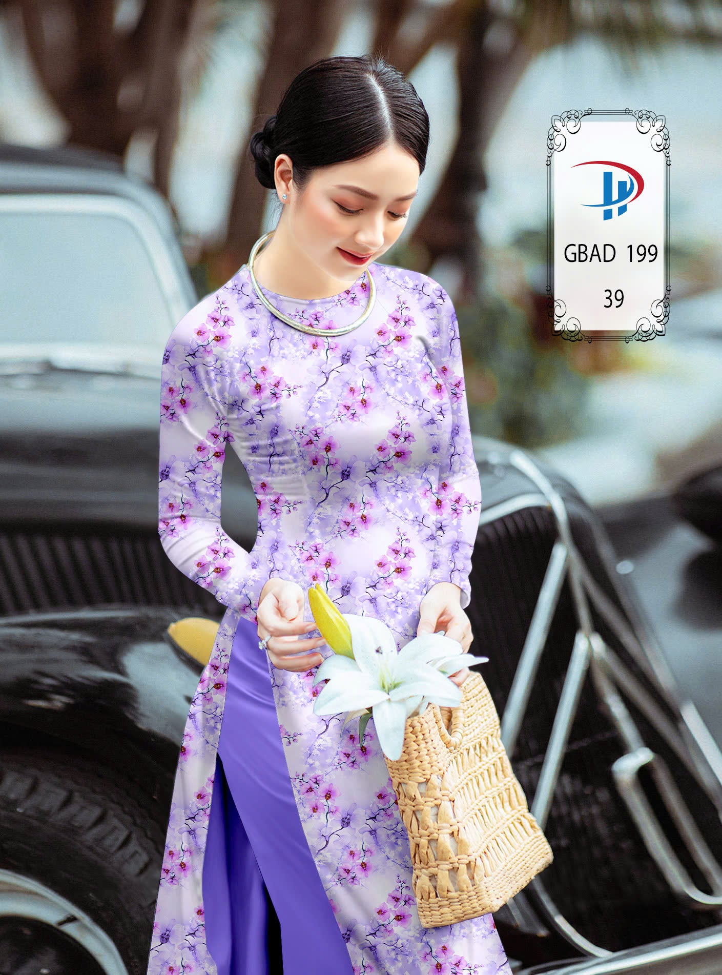 3D Floral Ao Dai - Vietnamese Traditional Ao Dai - Round Neck