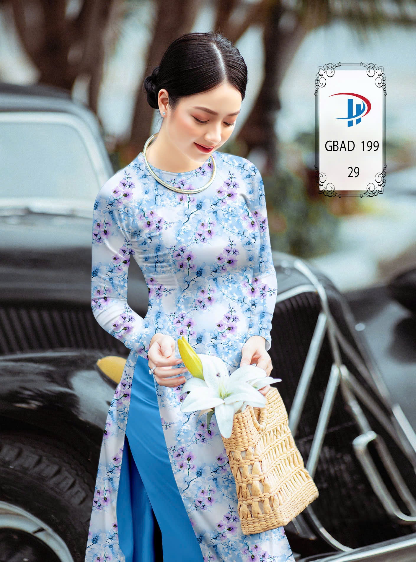 3D Floral Ao Dai - Vietnamese Traditional Ao Dai - Round Neck