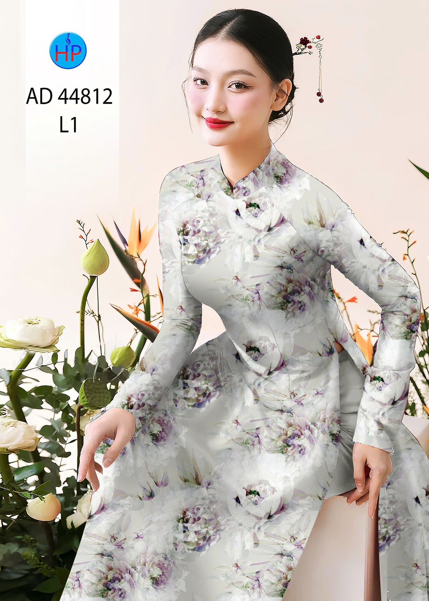 3D Floral Ao Dai - Vietnamese Ao Dai For Women - Áo Dài Truyền Thống