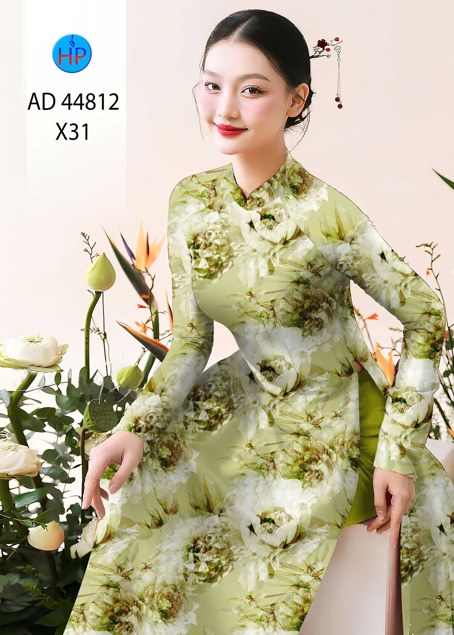 3D Floral Ao Dai - Vietnamese Ao Dai For Women - Áo Dài Truyền Thống