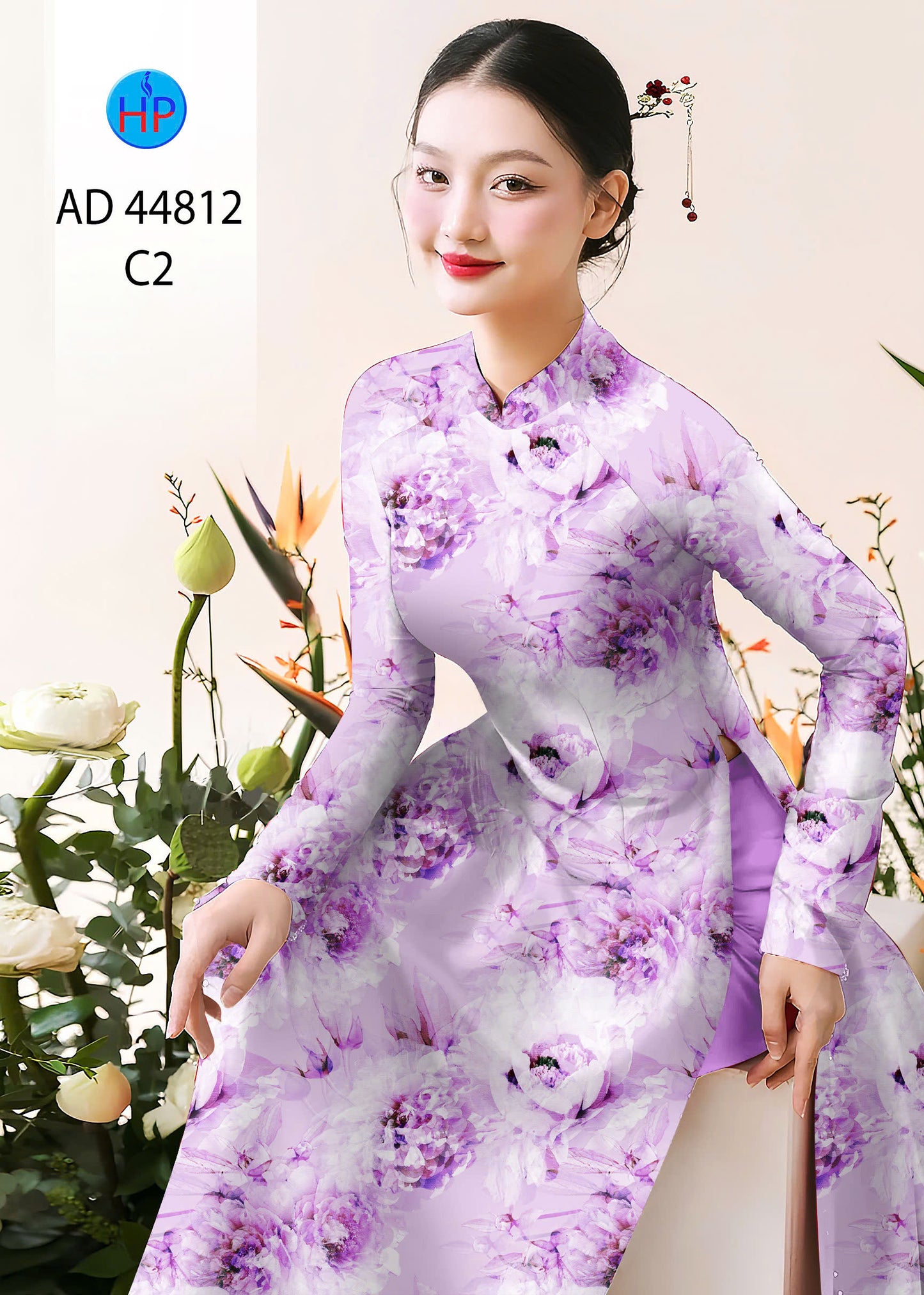 3D Floral Ao Dai - Vietnamese Ao Dai For Women - Áo Dài Truyền Thống