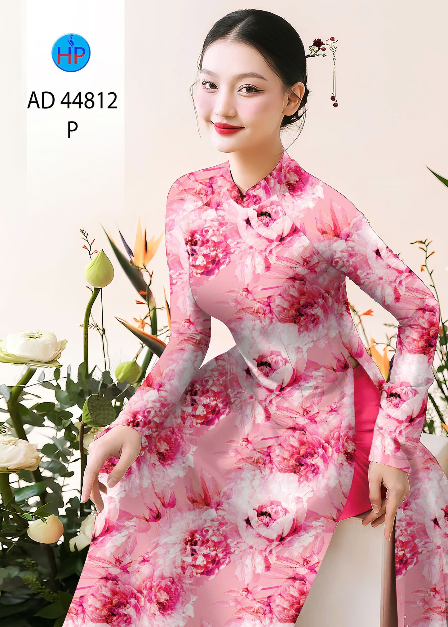 3D Floral Ao Dai - Vietnamese Ao Dai For Women - Áo Dài Truyền Thống