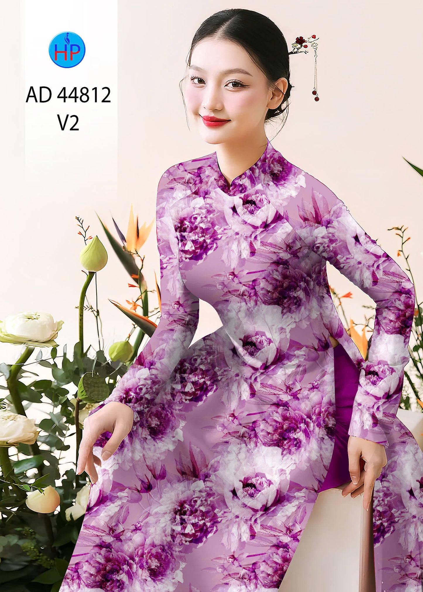 3D Floral Ao Dai - Vietnamese Ao Dai For Women - Áo Dài Truyền Thống