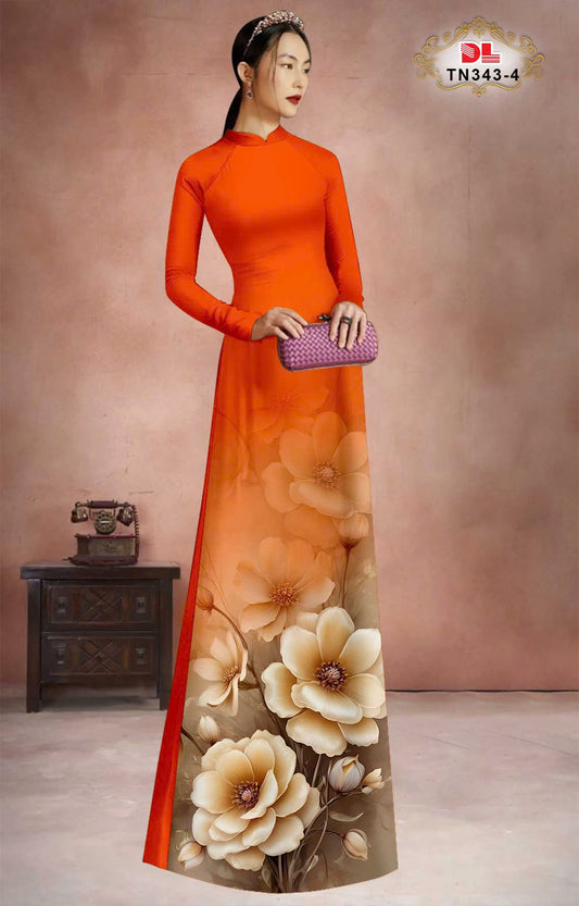 Printed Ao Dai Dress - Vietnamese Ao Dai For Women - Áo Dài Truyền Thống