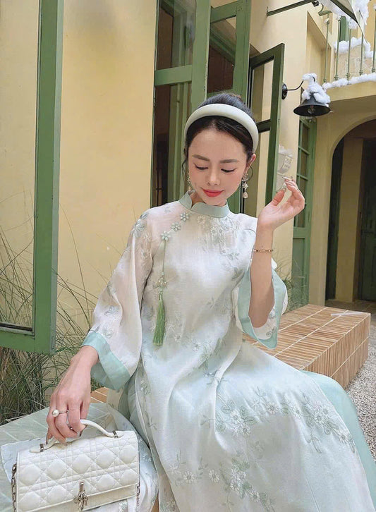 Floral Embroidery Ao Dai | Vietnamese Ao Dai Modern | Women Ao Dai