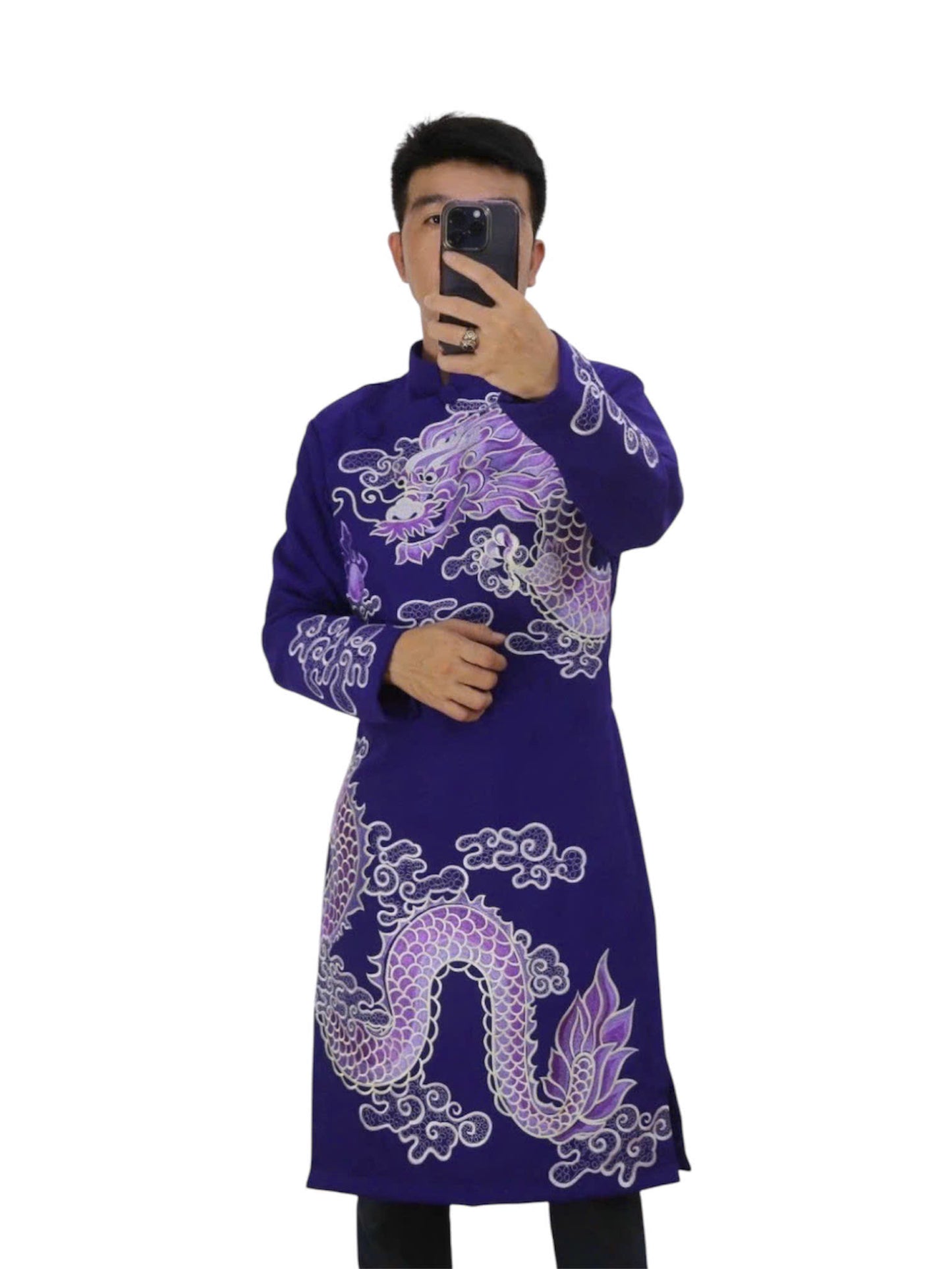 Purple Dragon Áo Dài for Men | Vietnamese Traditional Long Dress for Men