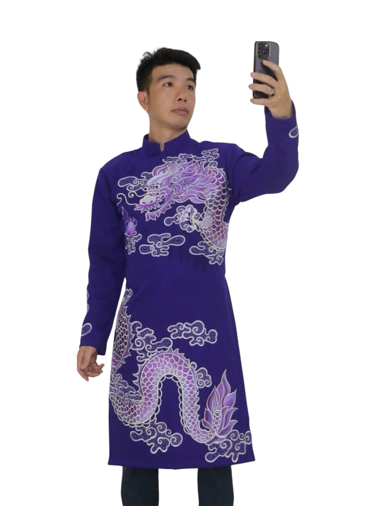 Purple Dragon Áo Dài for Men | Vietnamese Traditional Long Dress for Men