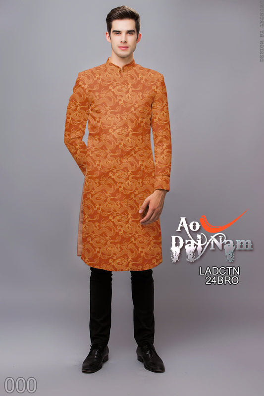 Men's Ao Dai Dress - Dragon Pattern Printed Ao Dai