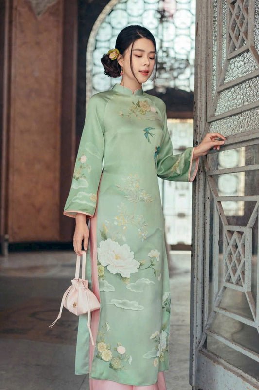 Green Vietnamese Ao Dai For Women | Áo Dài Truyền Thống | Women Ao Dai