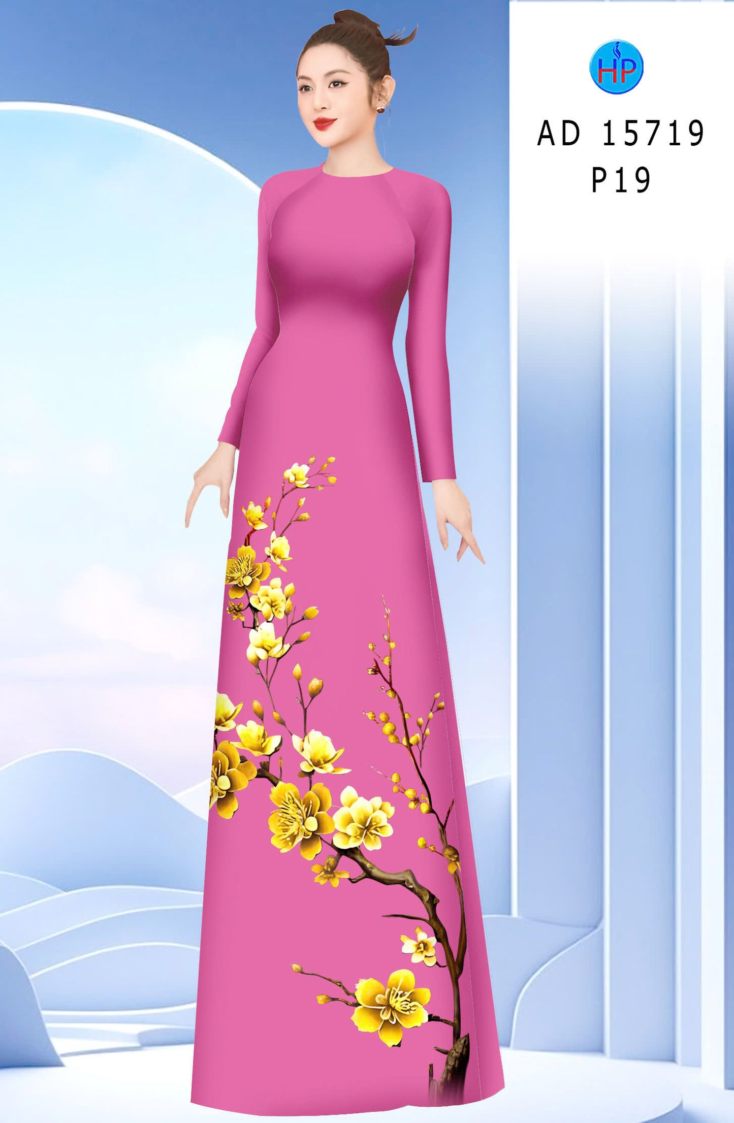 Pre-order: Traditional Vietnamese Ao Dai with Gold Mai Floral | Ao Dai Viet Nam