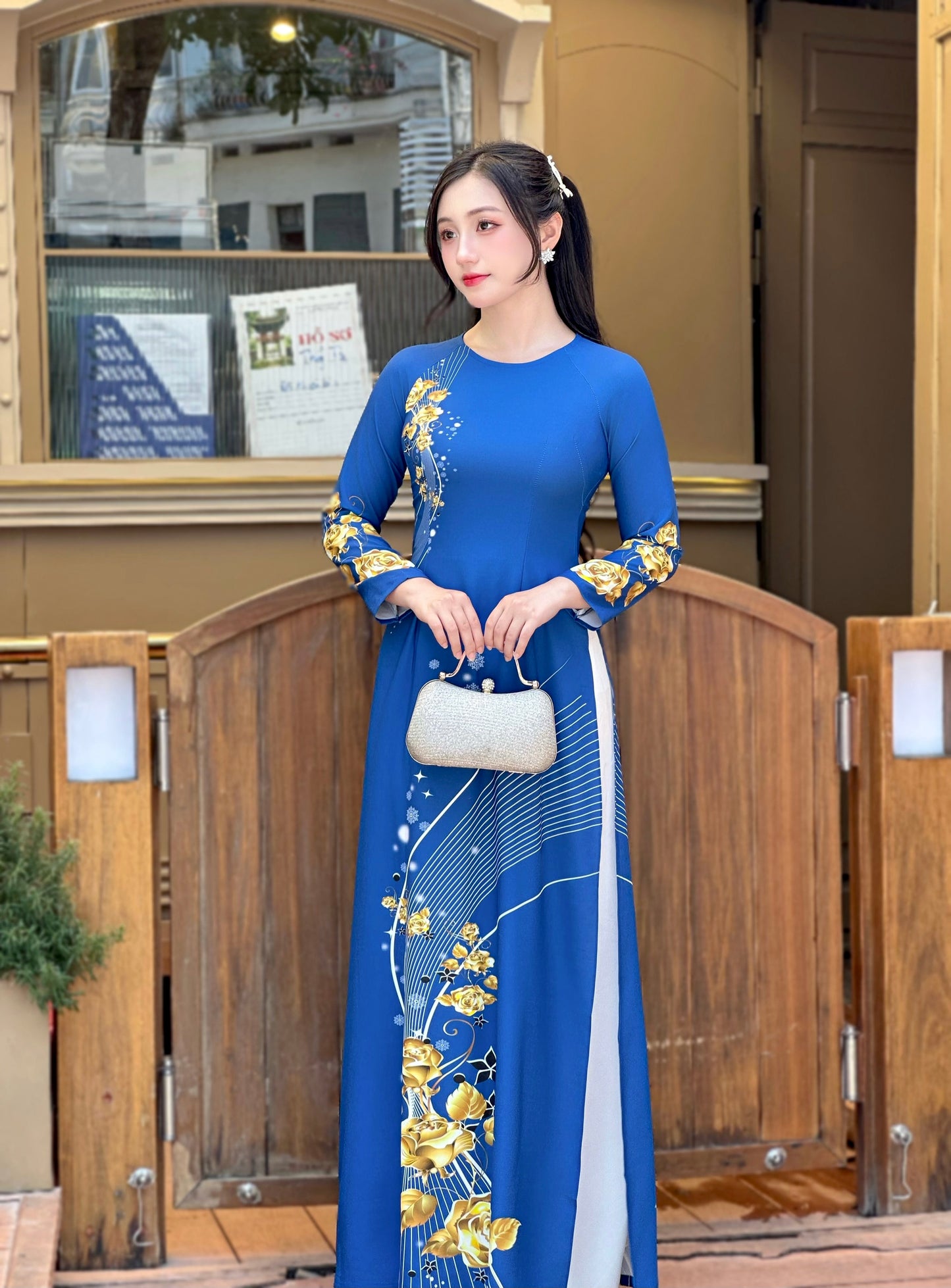 Blue 3D Silk Traditional Ao Dai Vietnam | Vietnamese Ao Dai For Women