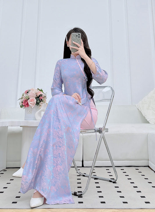 Pre-made Pastel Purple Vietnamese Ao Dai For Women | Vietnamese long dress with Pants
