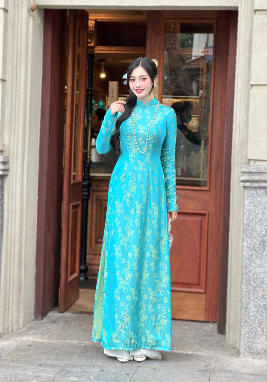 Áo Dài Gấm | Traditional Ao Dai For Women | No Pants