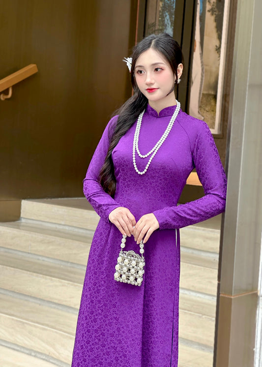 Áo Dài Gấm Tím | Traditional Ao Dai For Women | No Pants