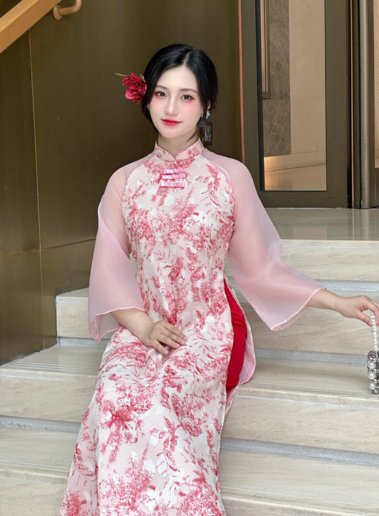 Set Modern Red Ao Dai – Áo Dài Tơ LỆ CHI | Vietnamese Ao Dai With Pants