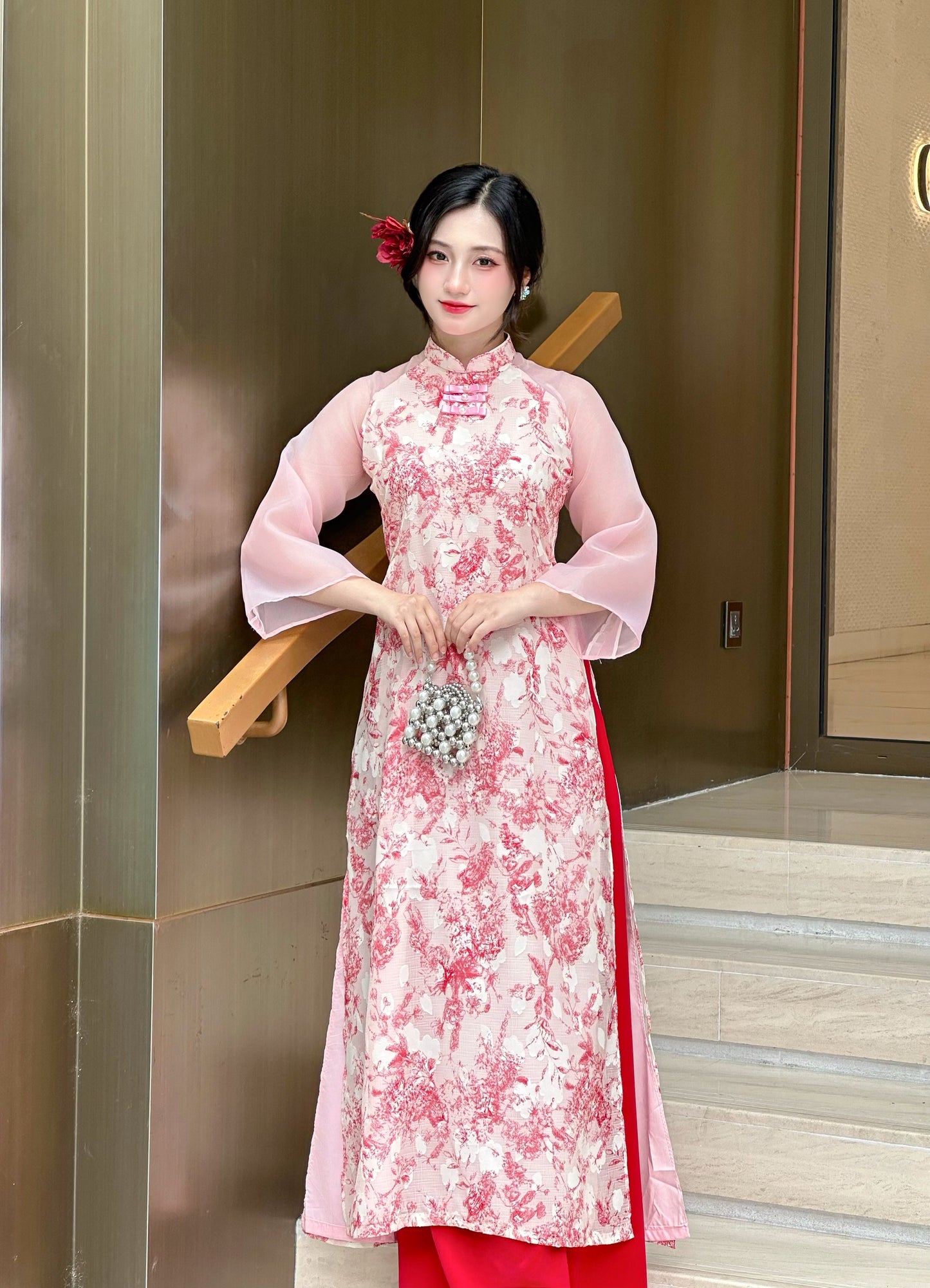 Set Modern Red Ao Dai – Áo Dài Tơ LỆ CHI | Vietnamese Ao Dai With Pants