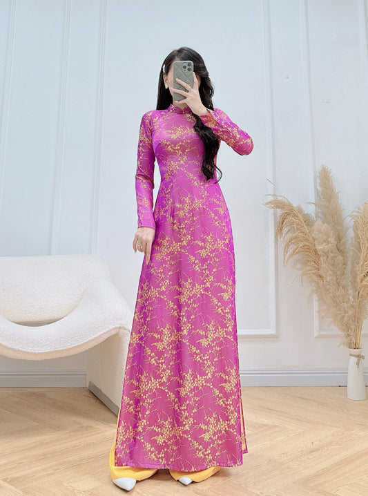 BONNIE Deep Pink traditional ao dai set | Vietnamese ao dai for women | Silk Ao Dai