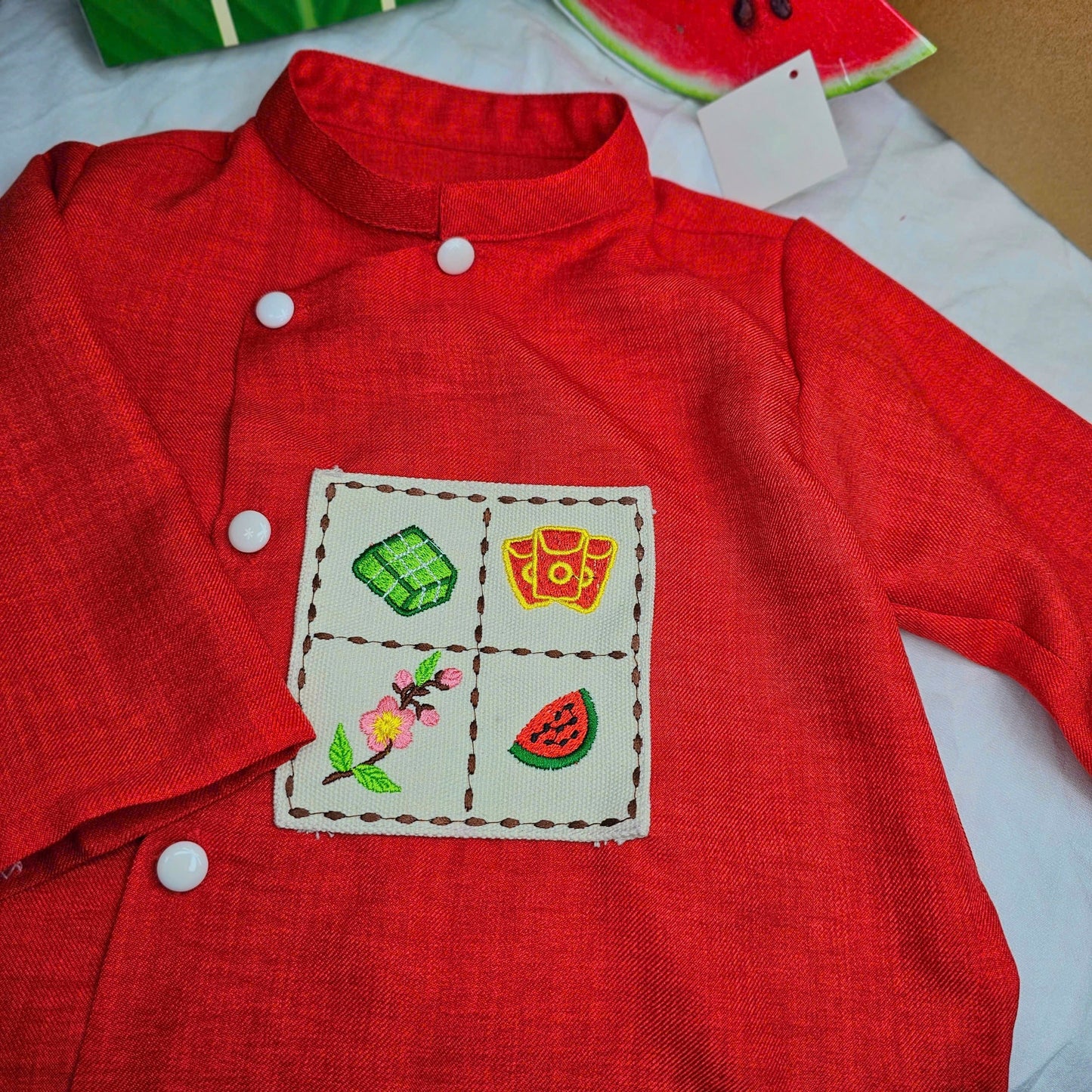 PE4: Red-Yellow Ao Dai For Boys - Boy's Dress | Linen Ao Dai Set