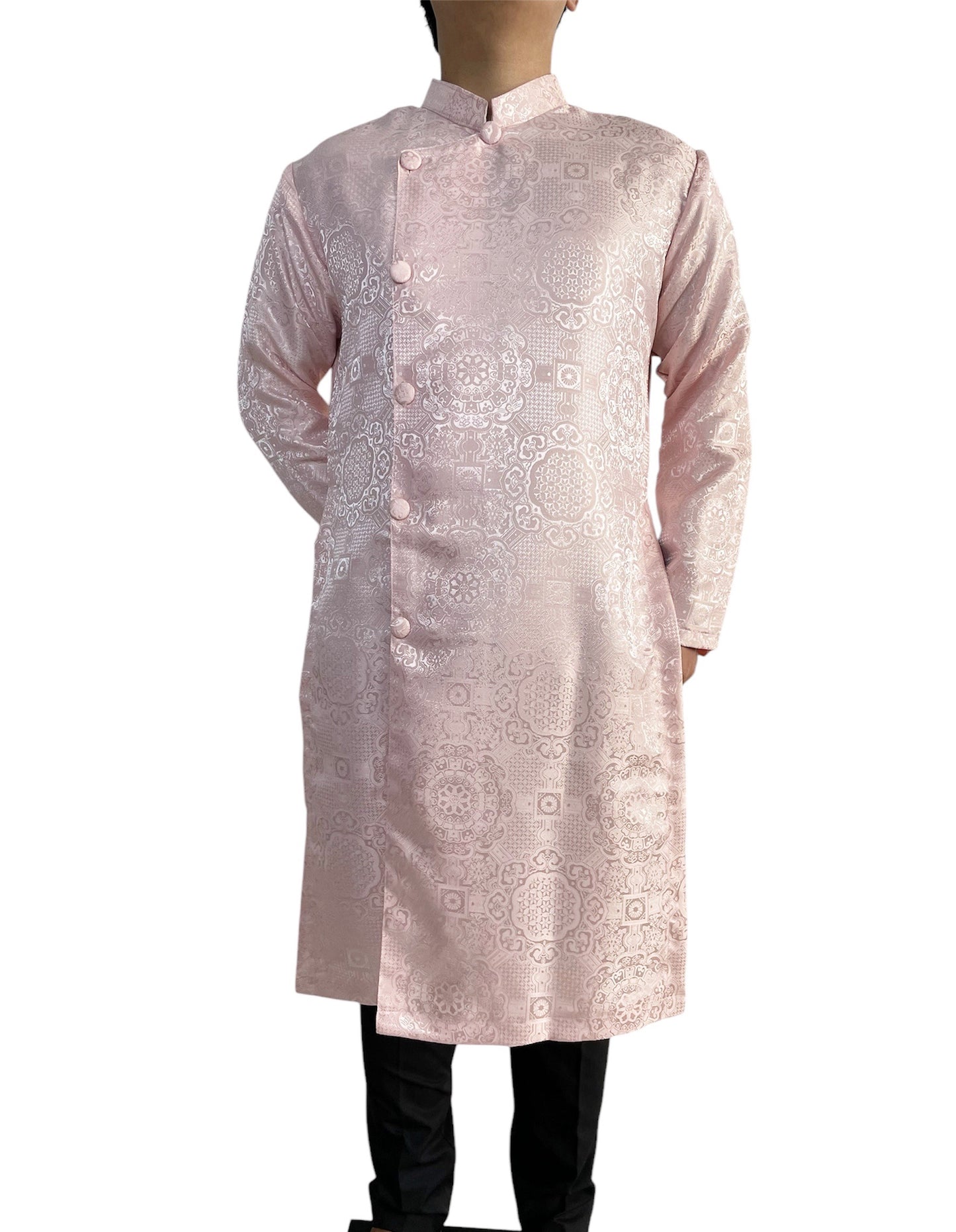 Pink Gấm Ao Dai For Men - Ao Dai Truyen Thong Nam | Men Dress
