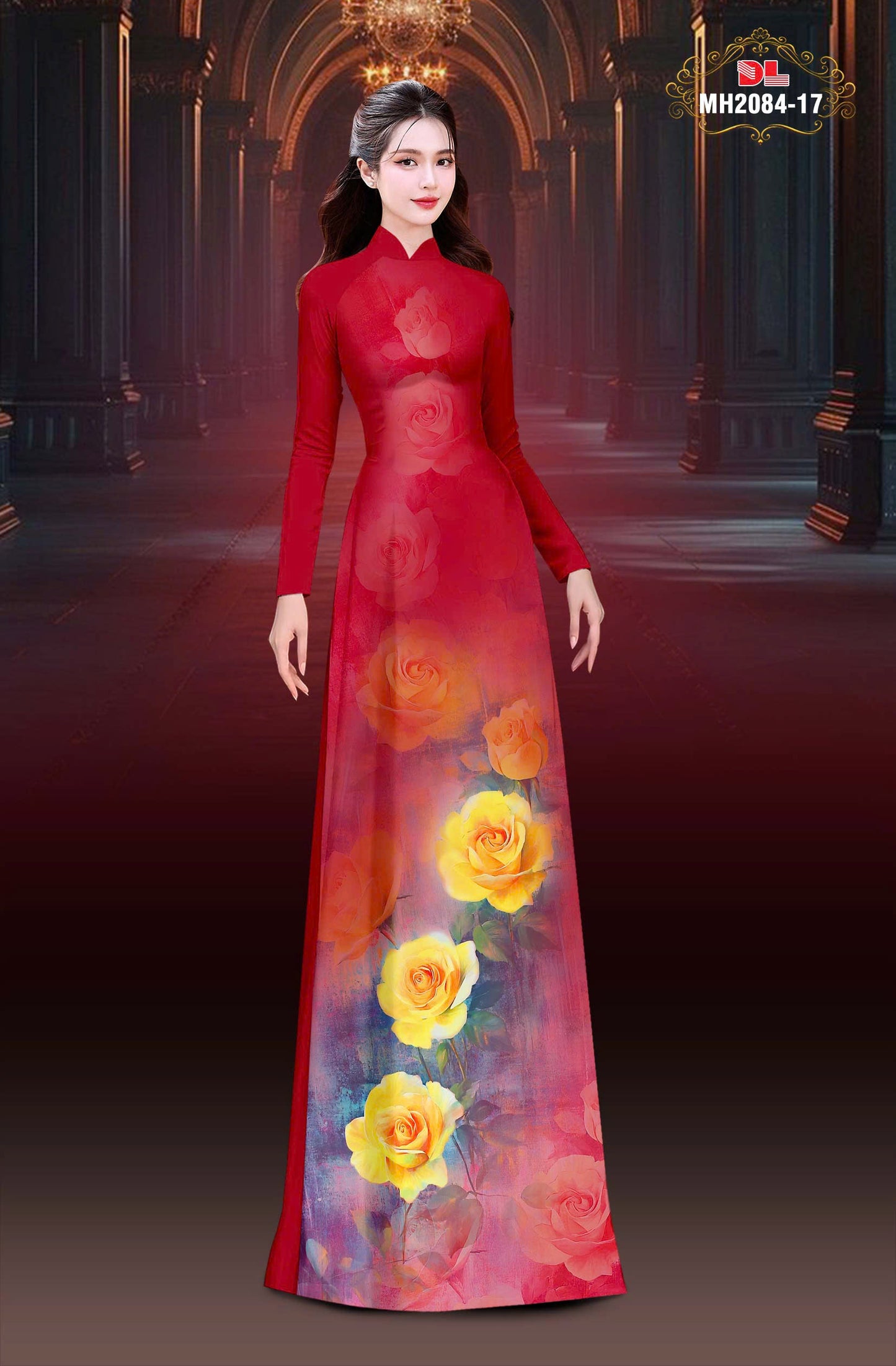 Pre-order 3D Rose Traditional Vietnamese Ao Dai | Ao Dai Viet Nam