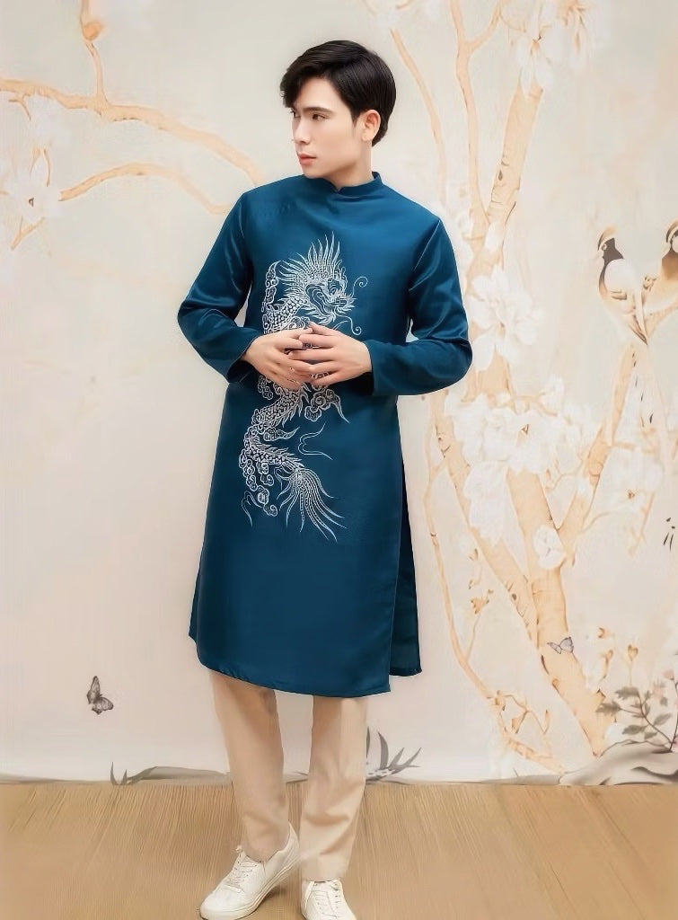 Men Dress- Blue Dragon Ao Dai For Men