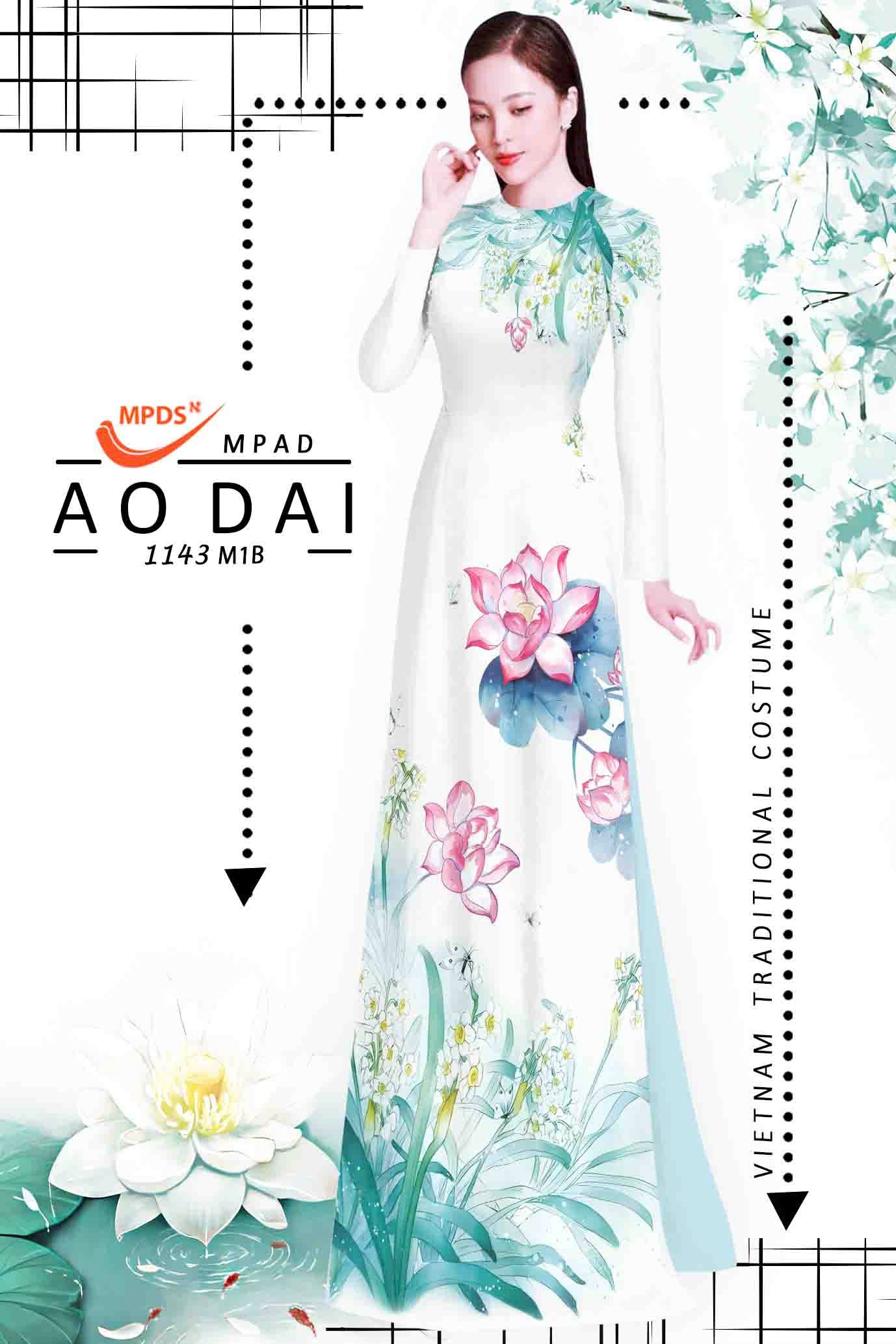 3D Lotus Printed Ao Dai Vietnam - Vietnamese Ao Dai For Women