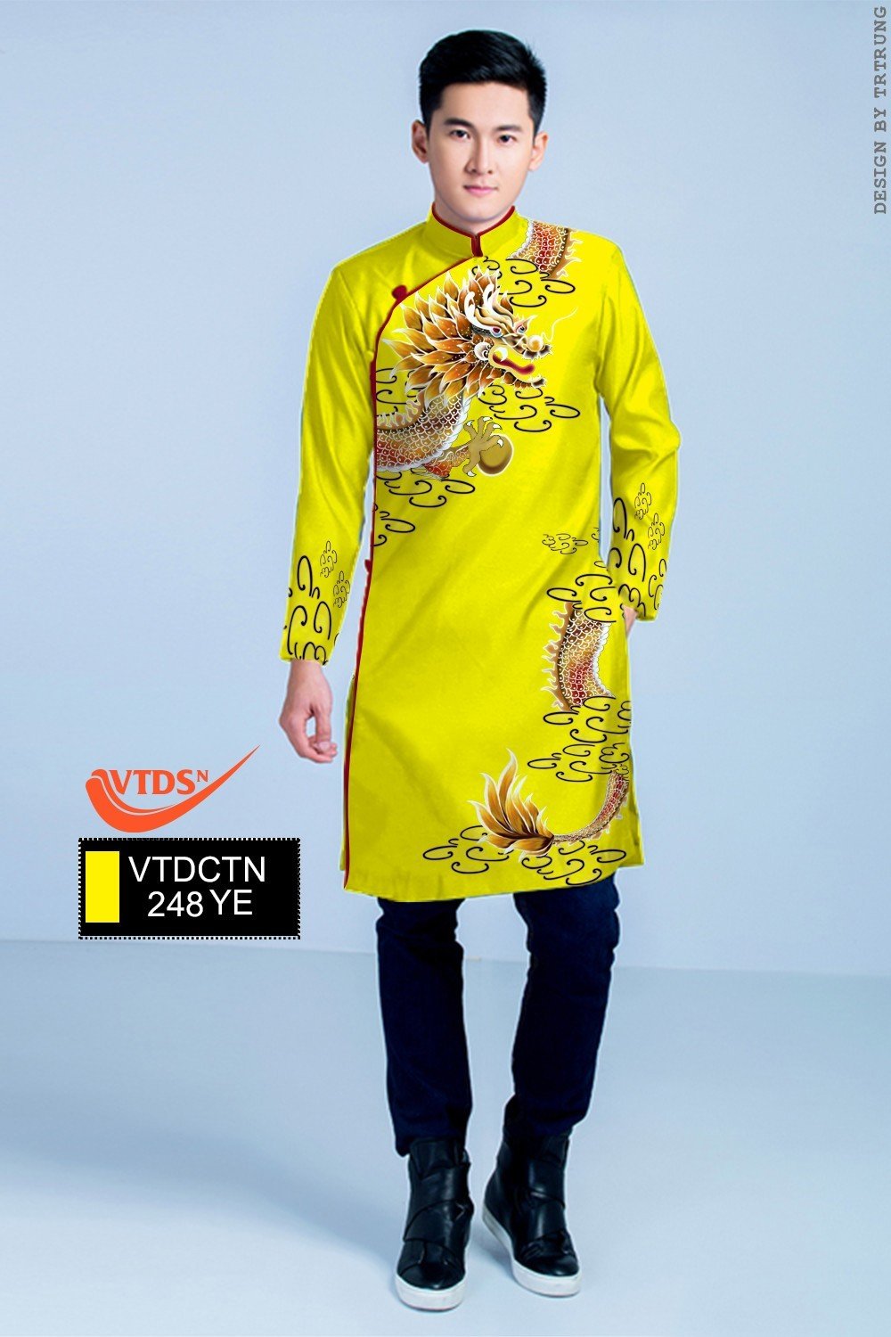 Men's Ao Dai | 3D Dragon Printed Ao Dai For Men