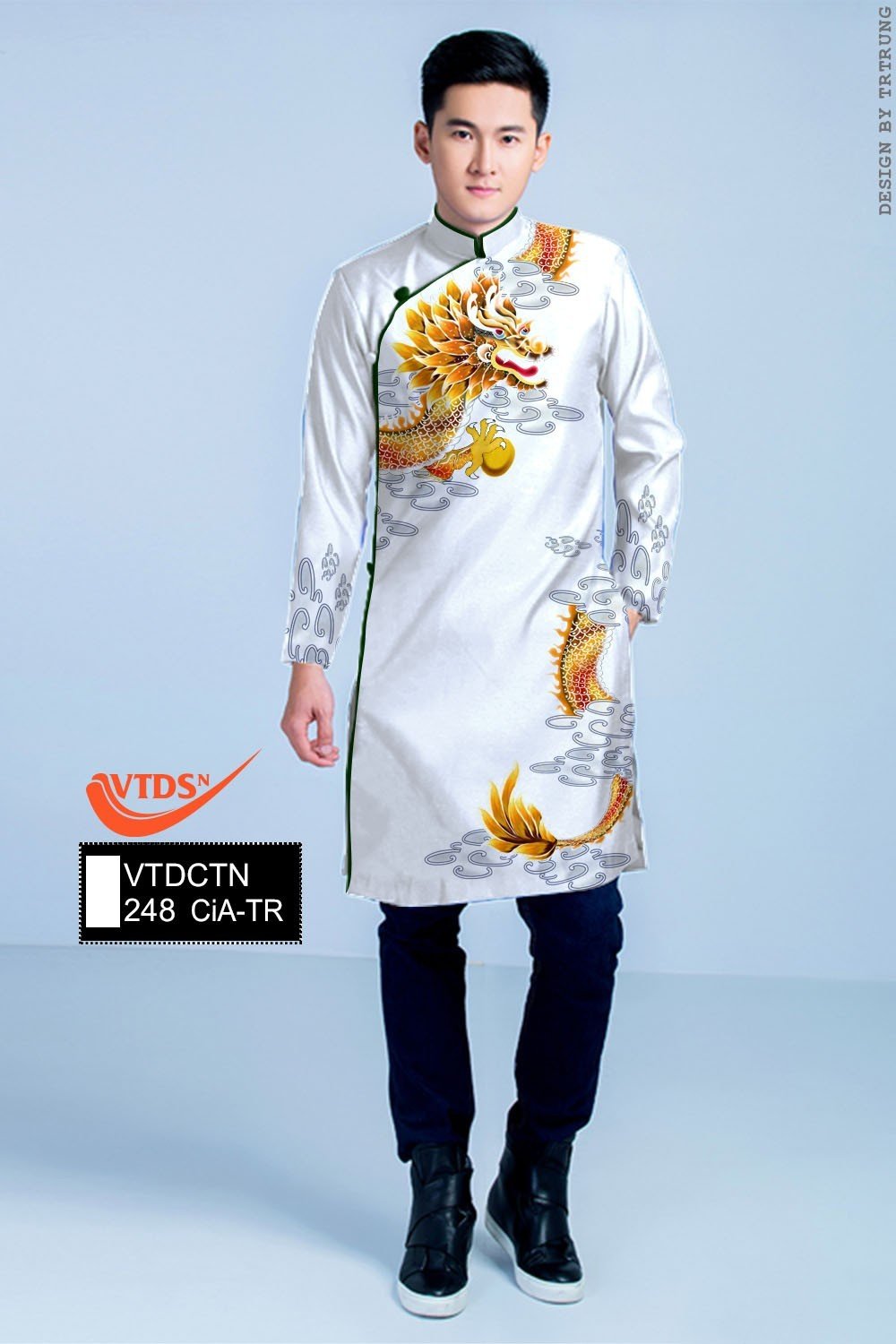 Men's Ao Dai | 3D Dragon Printed Ao Dai For Men