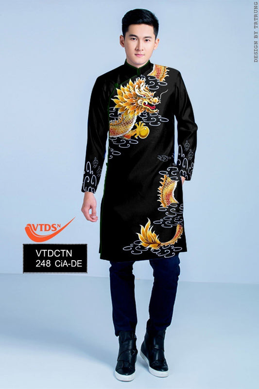 Men's Ao Dai | 3D Dragon Printed Ao Dai For Men