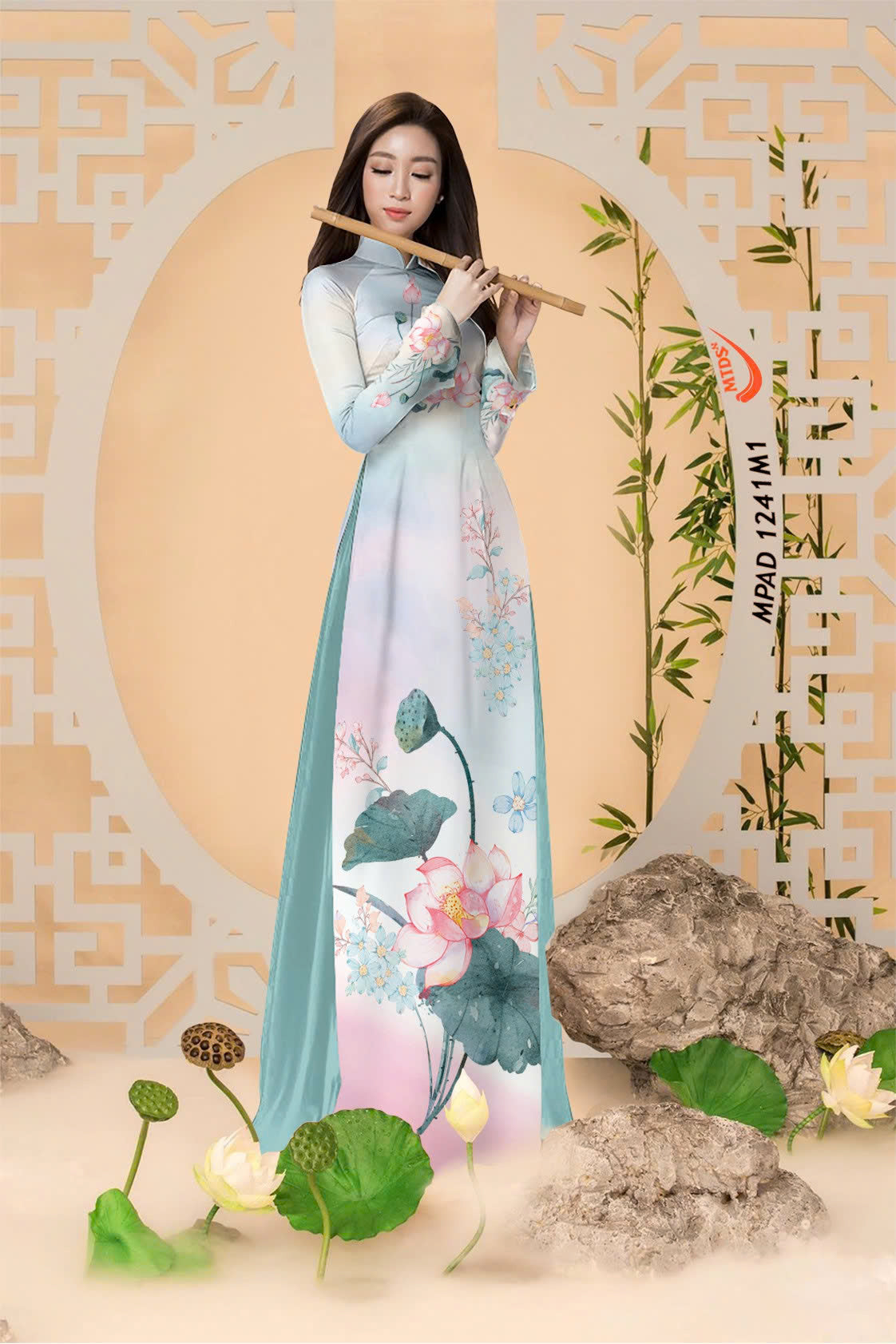 3D Lotus Pattern Ao Dai For Women | Traditional Ao Dai Vietnam