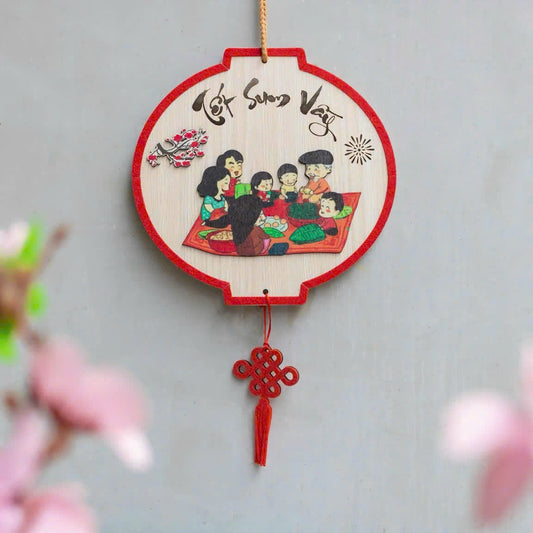 Tết Decoration- Lantern Wooden For Tết | Vietnamese Decorative Wooden Board Decor | Vietnamese New Year
