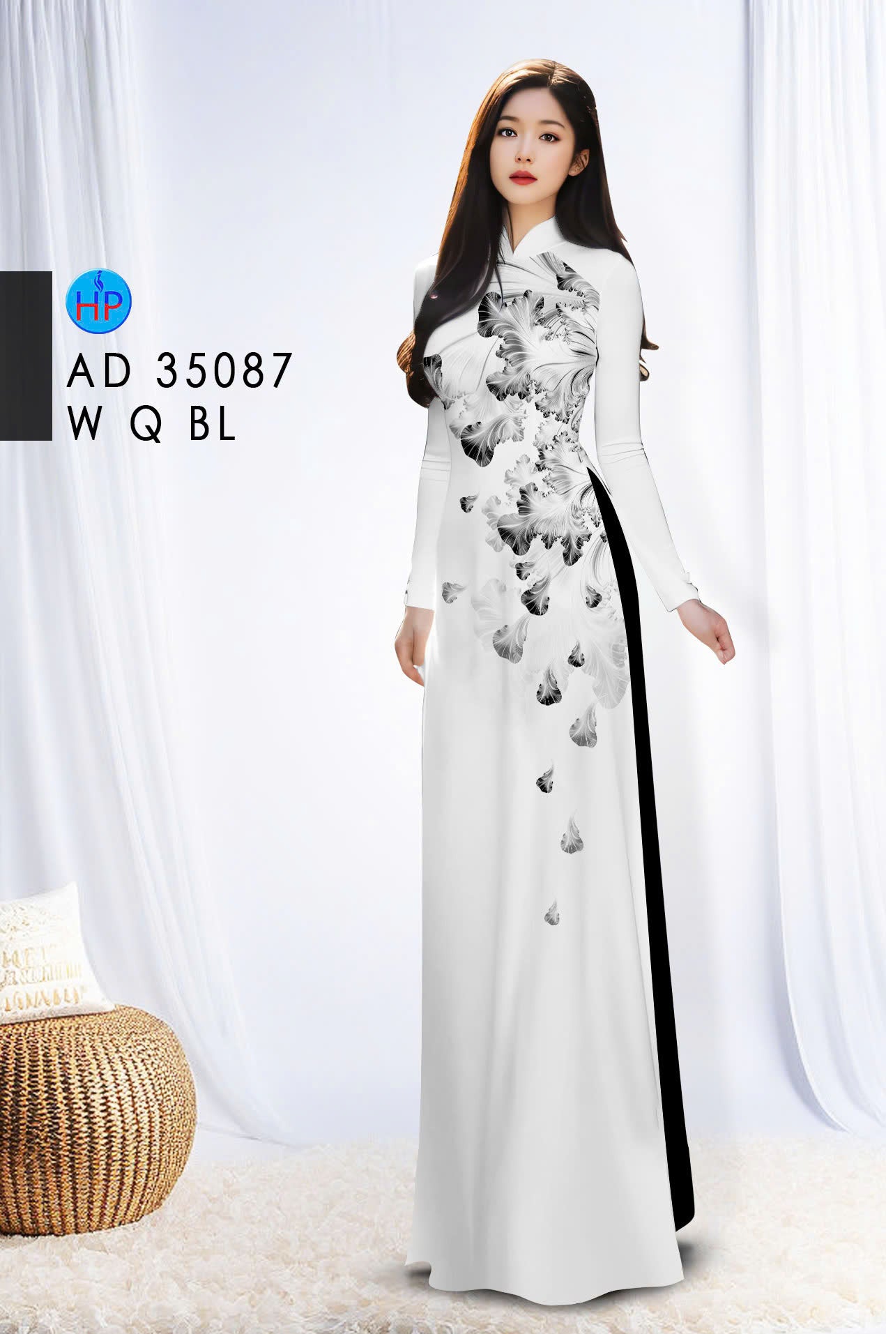 Pre-order Ao Dai For Women | Vietnamese long dress | Áo Dài Lụa In Hoa | Printed Fly LeavesPattern