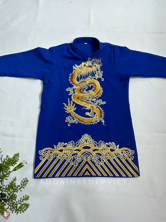 Blue Dragon Vietnamese Boy Ao Dai - Vietnamese Ao Dai For Kid