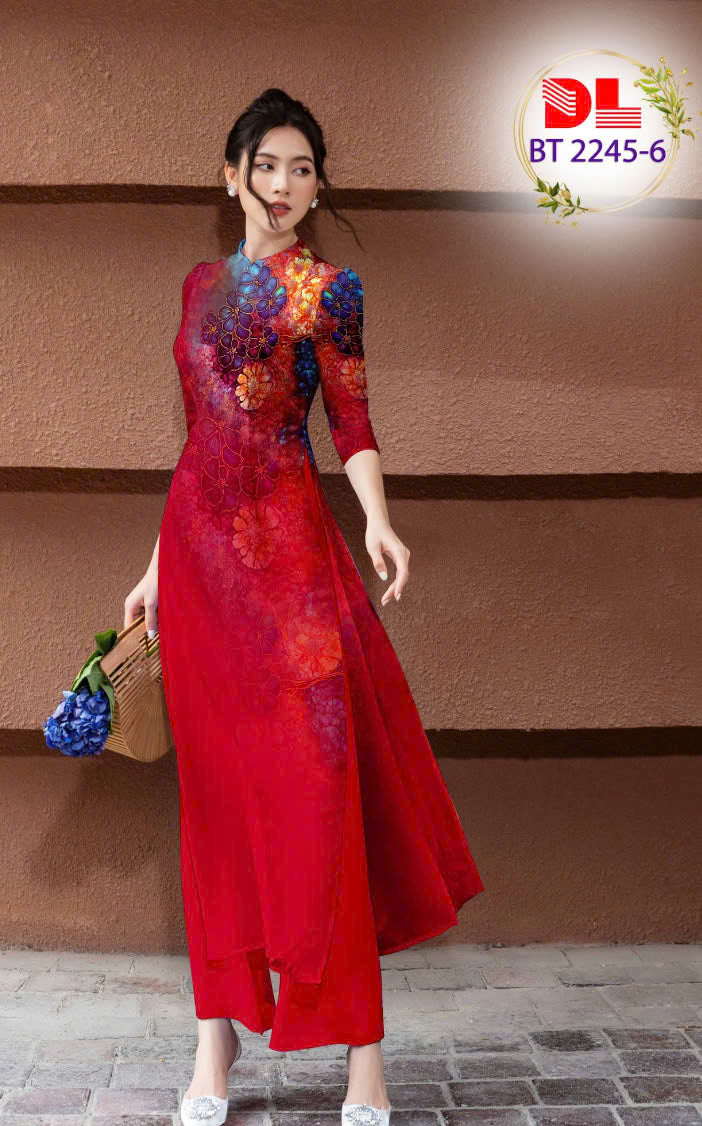 Traditional Vietnamese long dress | 3D Printed Women Ao Dai with Pants | Custom Ao Dai