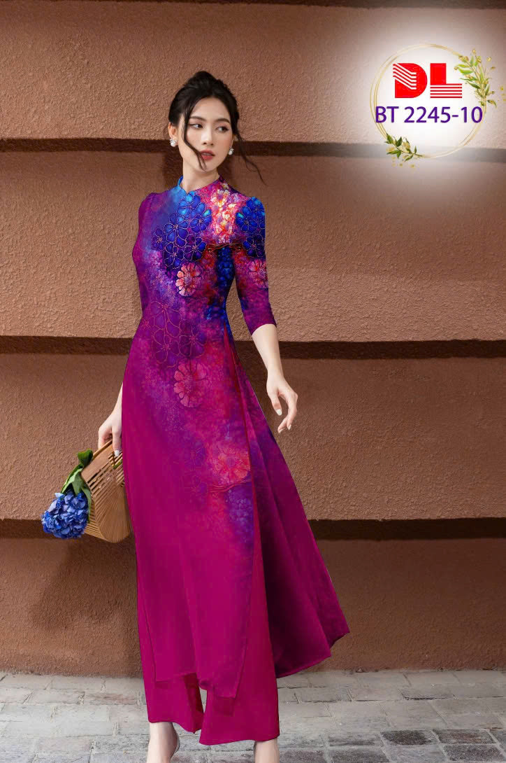 Traditional Vietnamese long dress | 3D Printed Women Ao Dai with Pants | Custom Ao Dai