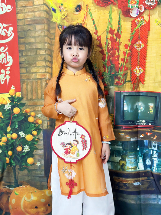 Vietnamese Traditional Ao Dai For Kid Girl - Ao Dai For Daughter - Ao Dai Kid For Tet