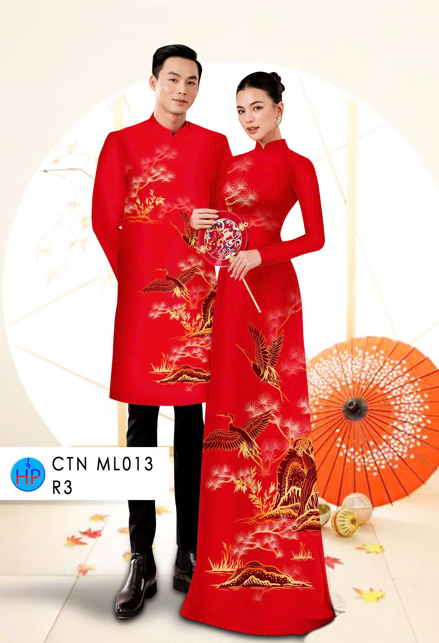 Red Ao Dai For Women Men - Couple Ao Dai