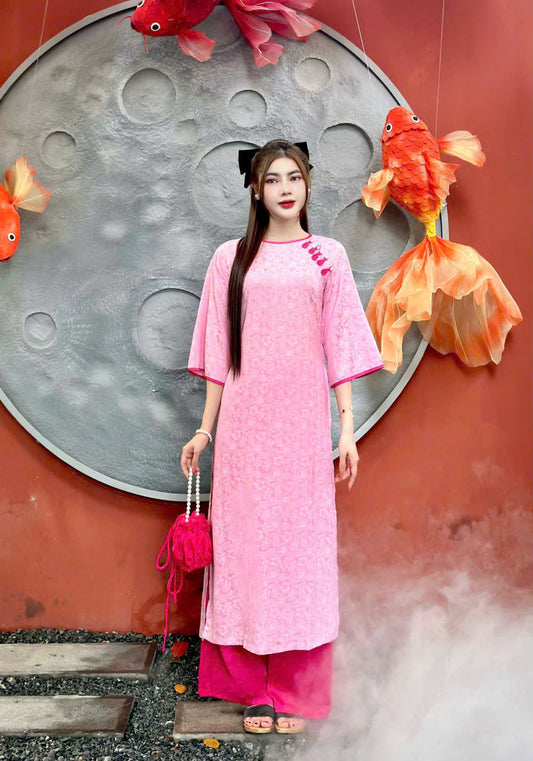 Pink Gấm Ao Dai | Shift Style Ao Dai Women