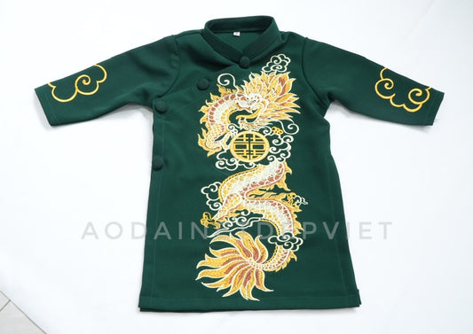 Green Dragon Vietnamese Boy Ao Dai - Vietnamese Ao Dai For Kid