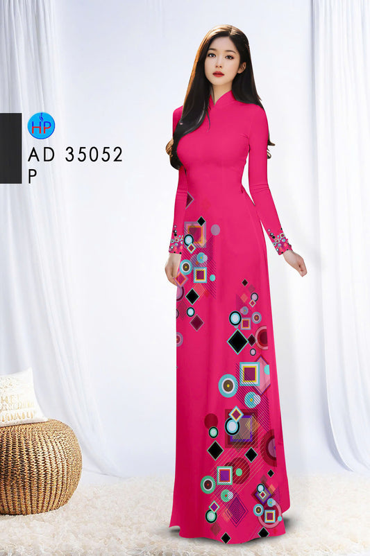 Pre-order Ao Dai For Women | Vietnamese long dress | Áo Dài Lụa In Hoa | Printed GEOMETRY Pattern