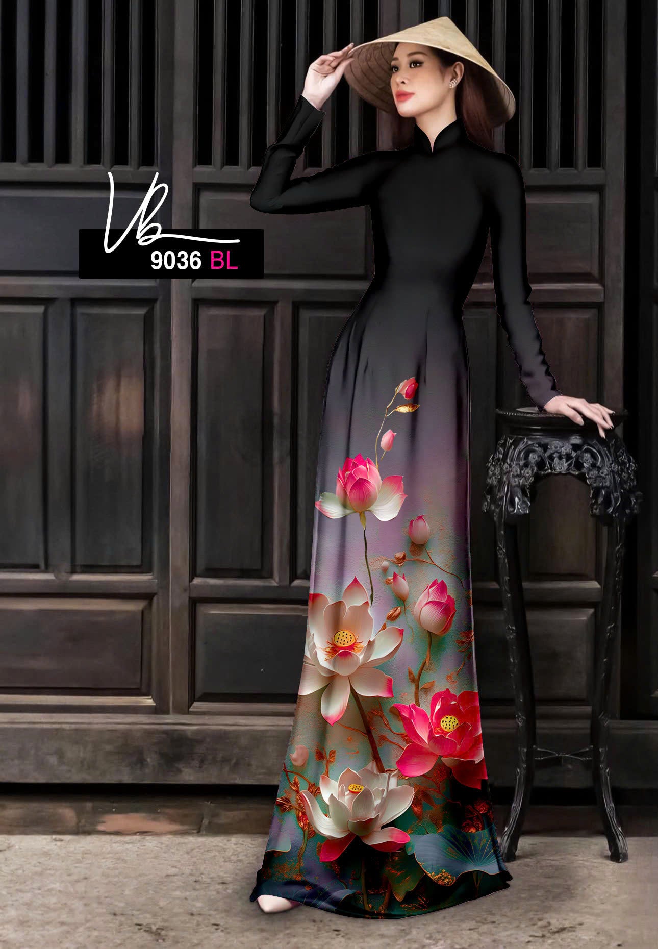 3D Lotus Printed Ao Dai For Women | Vietnamese Traditional Ao Dai