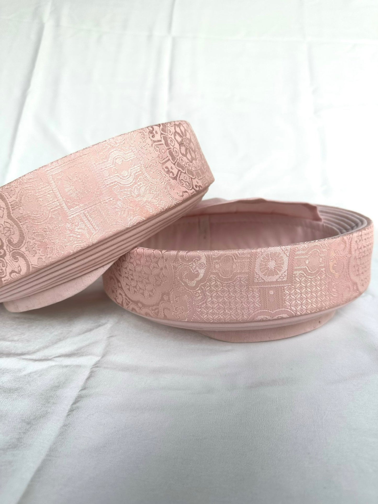 Pastel Pink Gấm Hat Ao Dai For Men- Headband for Ao Dai Dress - Khăn Đóng Chú Rể
