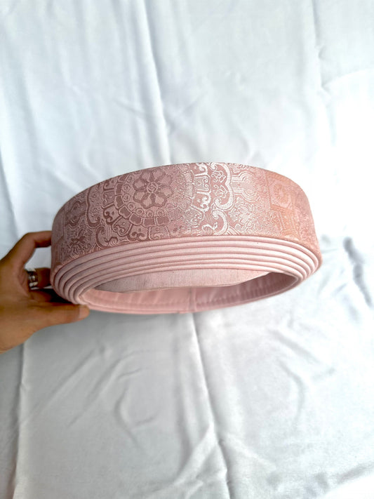 Pastel Pink Gấm Hat Ao Dai For Men- Headband for Ao Dai Dress - Khăn Đóng Chú Rể