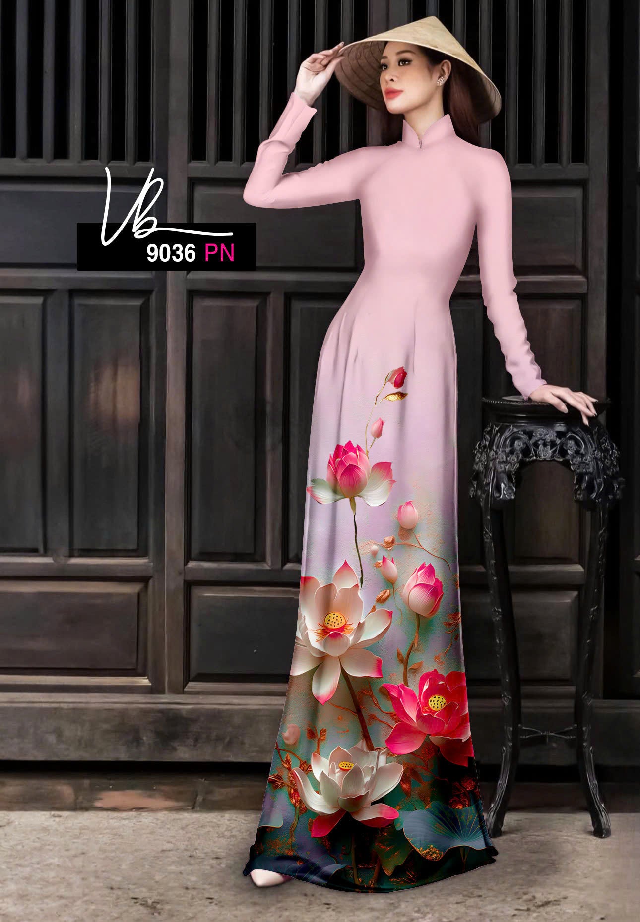 3D Lotus Printed Ao Dai For Women | Vietnamese Traditional Ao Dai