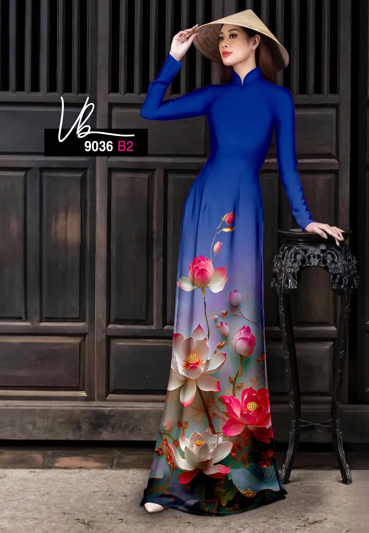 3D Lotus Printed Ao Dai For Women | Vietnamese Traditional Ao Dai