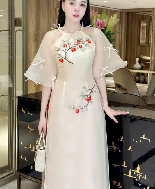 Pomegranate Branch Modern Ao Dai - Girl's Ao Dai